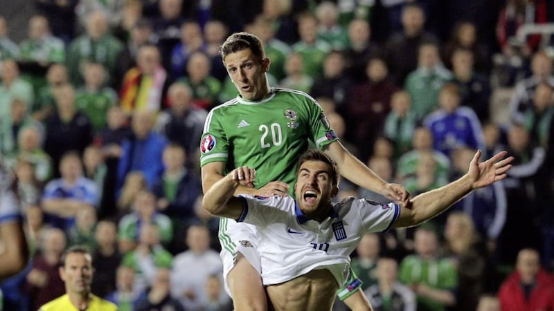 High hopes: Craig Cathcart helped Northern Ireland qualify for Euro 2016 by beating Greece.