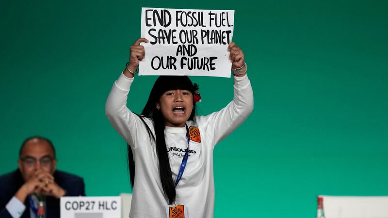 Protestors have been demanding that countries make a stronger commitment to phasing out fossil fuels (Rafiq Maqbool/AP)