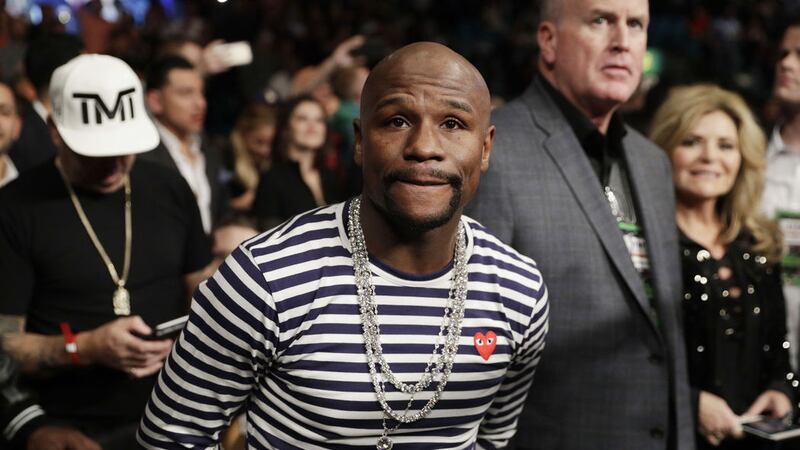 Retired boxer and boxing promoter Floyd Mayweather Jr pictured at the Carl Frampton v Leo Santa Cruz fight last night in&nbsp;Las Vegas.