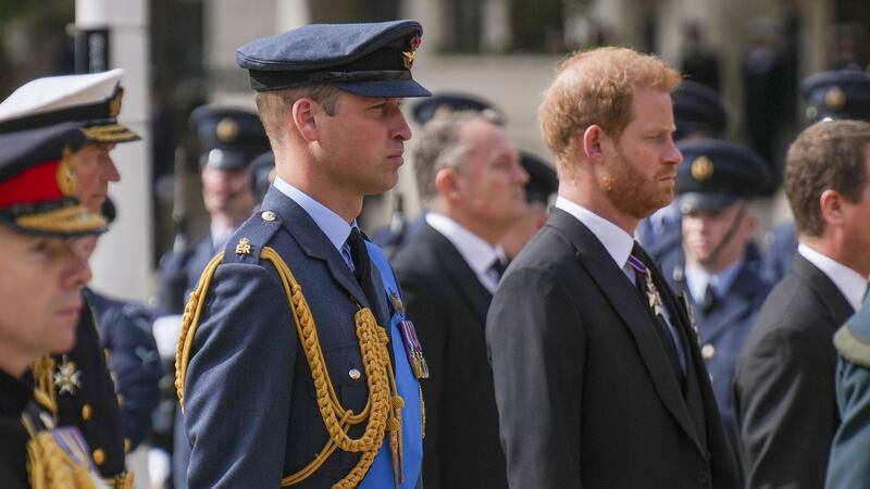 The Prince of Wales and the Duke of Sussex on the day of the late Queen’s funeral (Emilio Morenatti/PA)