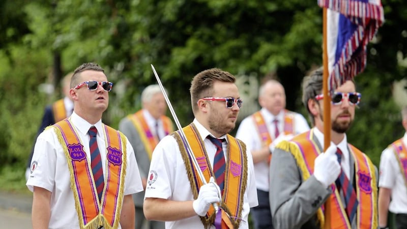 Orangemen marching during the main Twelfth of July parade in Belfast. Picture by Mal McCann