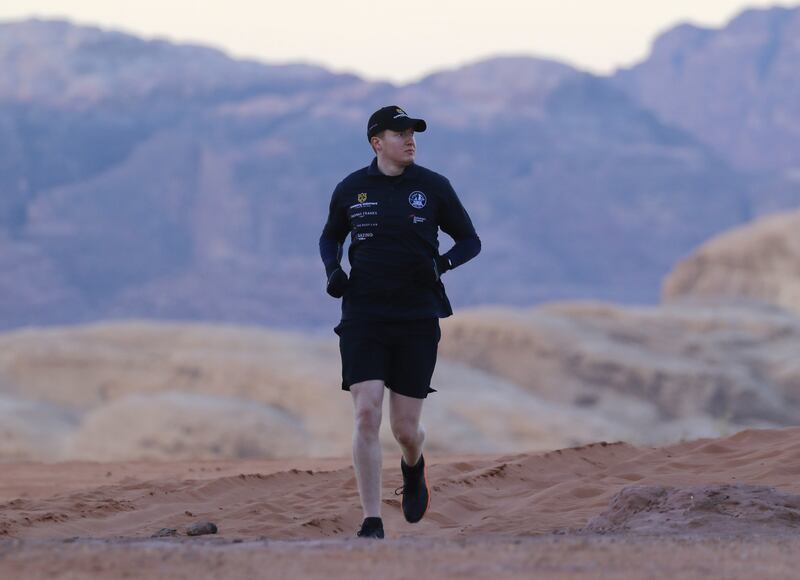 Louis Alexander during his marathon in the Wadi Rum desert in Jordan
