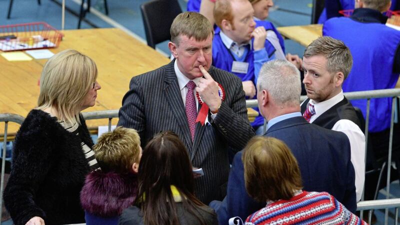 The DUP&#39;s Mervyn Storey at the North Antrim count 