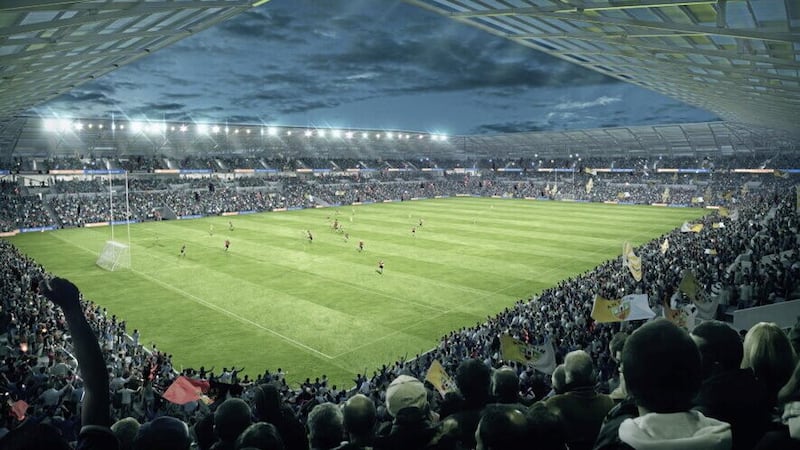 A computer-generated image of how Casement Park will look when the new stadium is built.