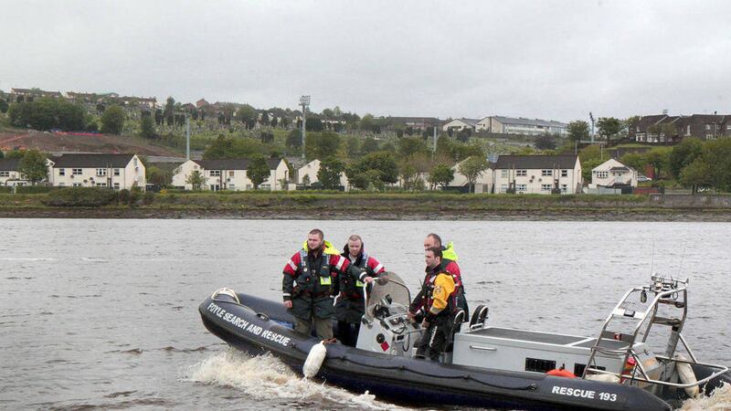 Members of the Foyle Search and Rescue crew who were among those involved in the rescue of almost 30 people just a few hundred yards away on the River Foyle on Saturday afternoon Picture Margaret McLaughlin 