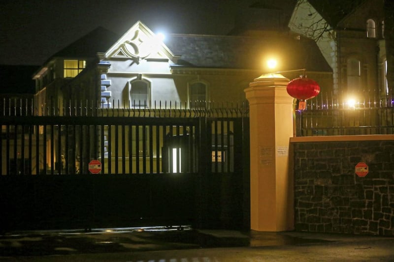 The Chinese Consulate in south Belfast where residents say recent work around the perimeter is not in keeping with the character of the area. Picture by Mal McCann 