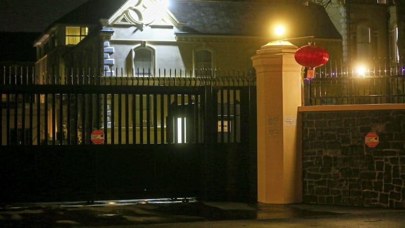 The Chinese Consulate in south Belfast where residents say recent work around the perimeter is not in keeping with the character of the area. Picture by Mal McCann 