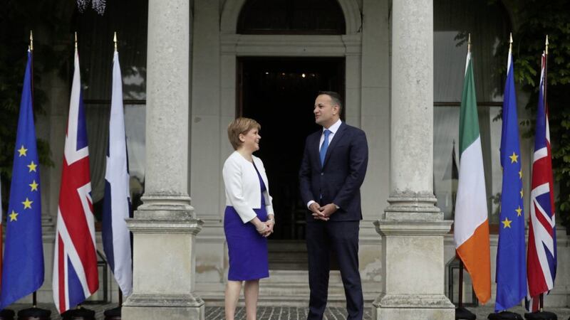 Scottish first minister Nicola Sturgeon meets Taoiseach Leo Varadkar at Farmleigh House during her visit to Dublin PICTURE: Niall Carson/PA 