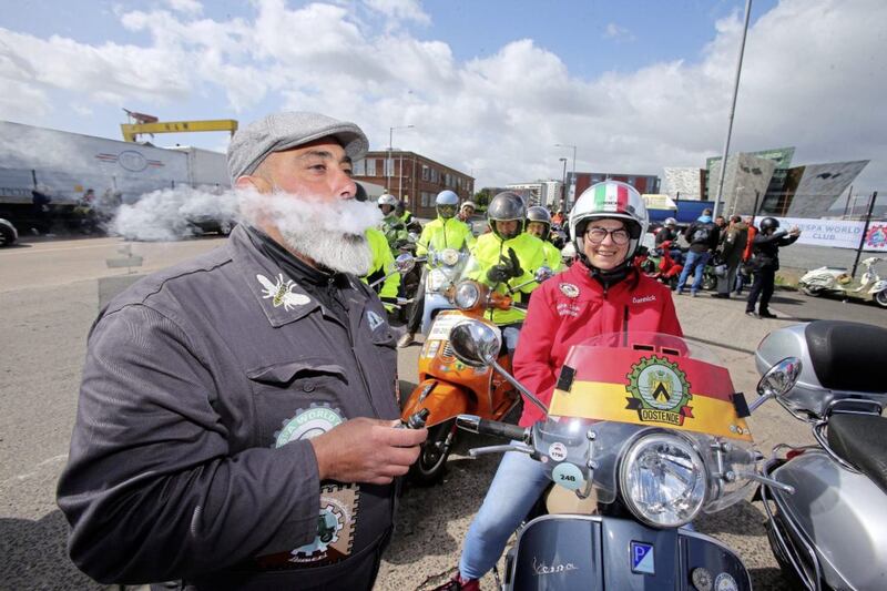 Vespa enthusiasts in Belfast for the Vespa World Days. Picture by Mal McCann