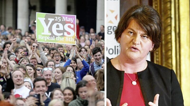 Arlene Foster hit out at &quot;people taking to the streets in celebration&quot; after the Republic voted in favour of repealing the eighth amendment 
