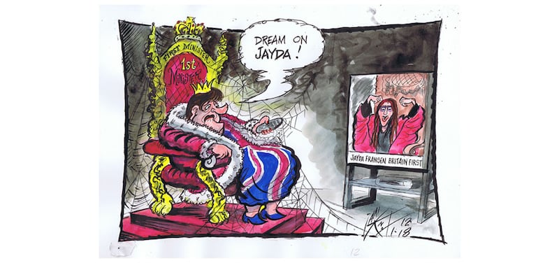 Ian Knox cartoon 12/1/17: A week of clowning featuring loaves of bread and Lord Mayors robes leaves Arlene as powerless as Jayda&nbsp;
