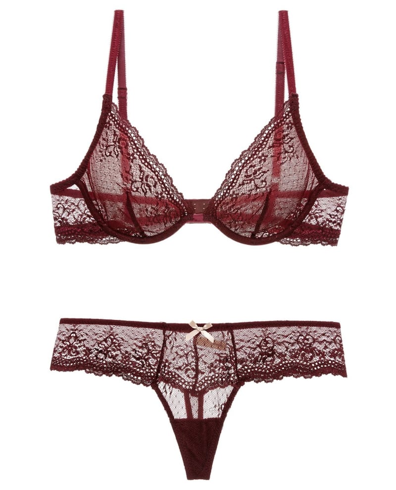 Eberjey Colette Plunge Point D&#39;Esprit Stretch-Tulle and Lace Soft-cup Underwired Bra, &pound;65; Colette Classic Point D&#39;Esprit Stretch-Tulle and Lace Thong, &pound;45, all from Net-a-Porter 