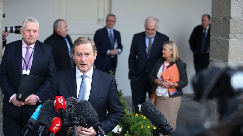 Taoiseach Enda Kenny speaks to the media on arrival at the All-Island Civic Dialogue on Brexit at the Royal Hospital Kilmainham in Dublin. Picture by Brian Lawless, Press Association&nbsp;