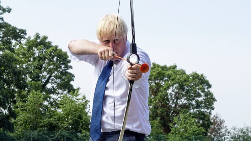 Prime minister Boris Johnson, pictured on Monday when he said there was a &#39;moral duty&#39; to get all children back to school, takes part in archery during a visit to the Premier Education Summer Camp at Sacred Heart of Mary Girl&#39;s School, Upminster in Essex. Picture by Lucy Young/Evening Standard/PA Wire 