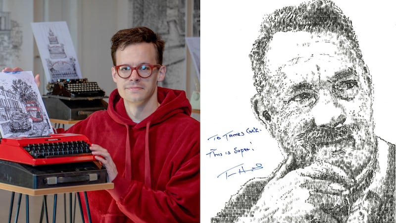 James Cook sent a portrait he had created to the Oscar-winning actor, who is a fellow typewriter enthusiast.