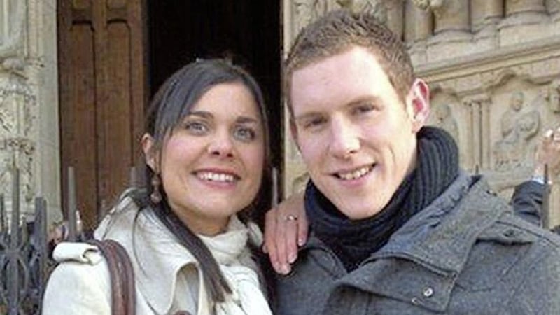 &nbsp;Michaela and John McAreavey outside Notre Dame Cathedral in Paris