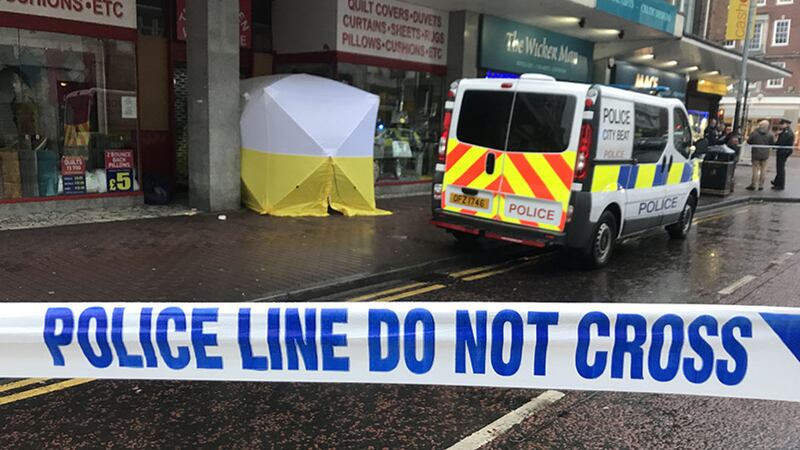 The scene this morning at High Street in Belfast. Picture by Hugh Russell