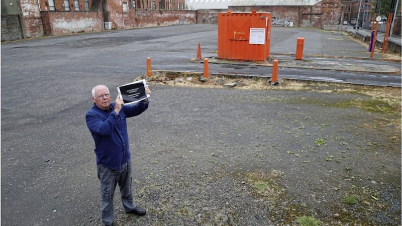 Housing campaigner Frank Dempsey has voiced concerns over plans to build student accommodation at a car park at Little Donegall Street in north Belfast. Picture by Hugh Russell. 