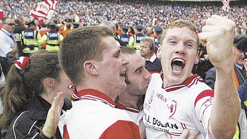 Cormac McAnallen celebrates Tyrone&#39;s All-Ireland victory in September 2003 