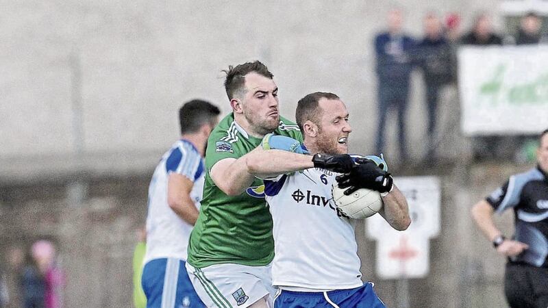 Fermanagh&rsquo;s Sean Quigley (left) and Monaghan&rsquo;s Vinny Corey are likely to be key men for their respective counties in Sunday&rsquo;s Ulster SFC semi-final Picture by Philip Walsh 