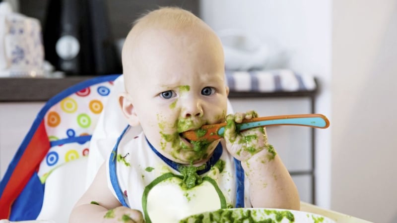 Weaning a baby can be very messy &ndash; just try to go with the flow 