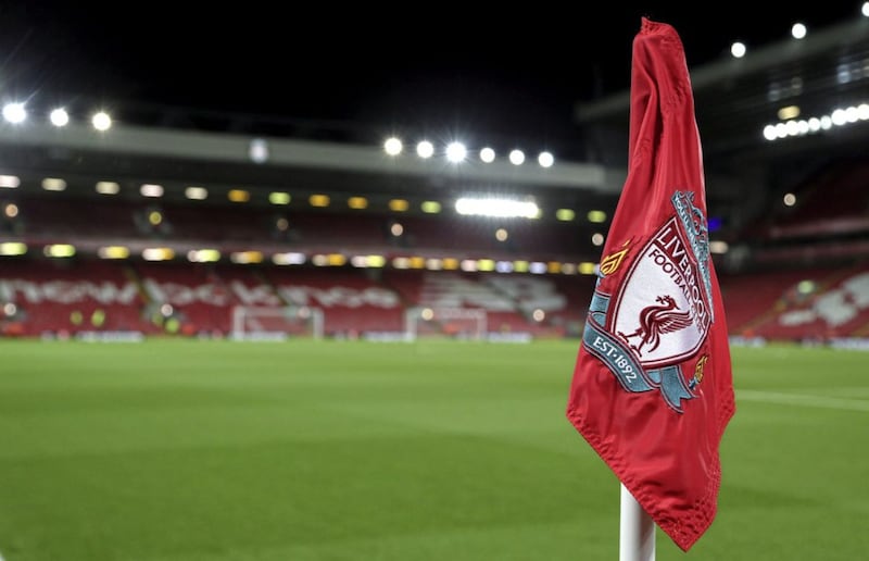 General view of the corner flag ahead of the Premier League match at Anfield, Liverpool.. 