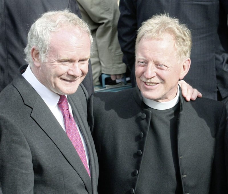 Presbyterian minister Rev David Latimer and Martin McGuinness. Picture by Margaret McLaughlin