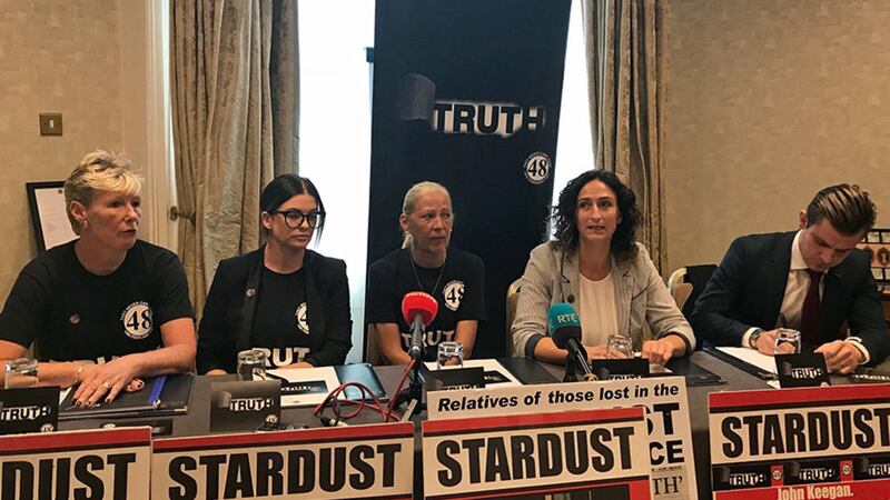 Members of the Stardust Justice Campaign, including Lisa Lawlor (second left) and Sinn Fein MEP Lynn Boylan (second right) at a press conference in Dublin. Ms Lawlor, who lost both her parents in the Stardust tragedy, has given her support for a new inquest for the first time&nbsp;
