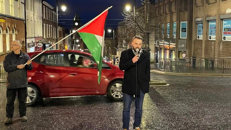 SDLP leader, Colum Eastwood addressed a "solidarity for Rafah" vigil at Derry's Diamond on Wednesday.