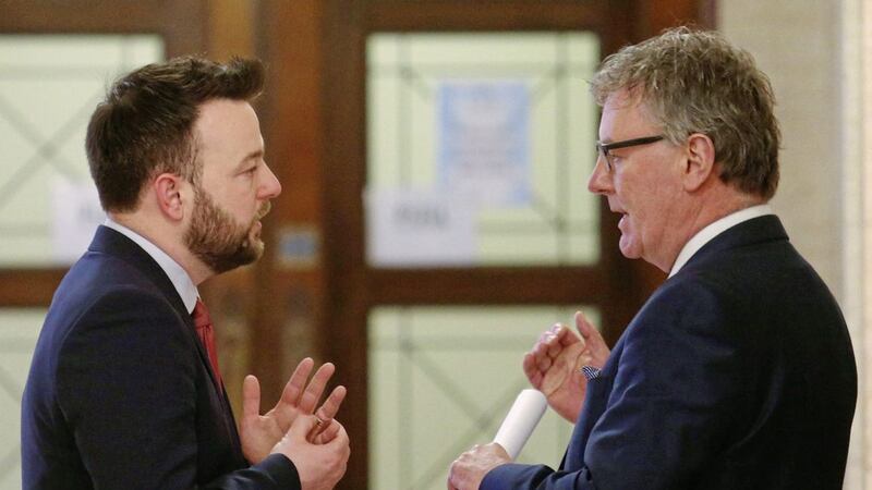 Stormont&#39;s previous opposition leaders Colum Eastwood and Mike Nesbitt. Picture by Mal McCann 