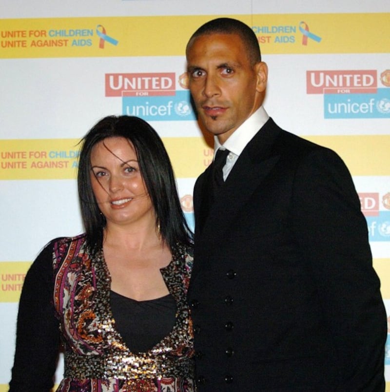 Rio Ferdinand and Rebecca seen at a Manchester United event in 2006 (Anna Gowthorpe/PA)