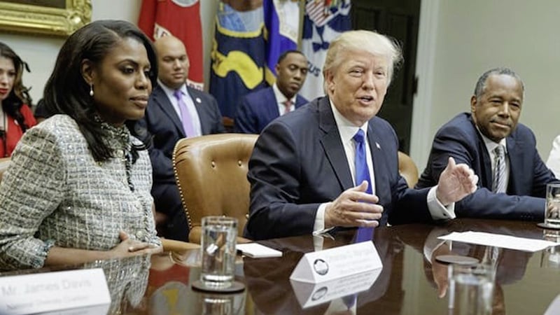 Omarosa Manigault Newman at a meeting with Donald Trump at the White House last year PICTURE: Evan Vucci/AP 