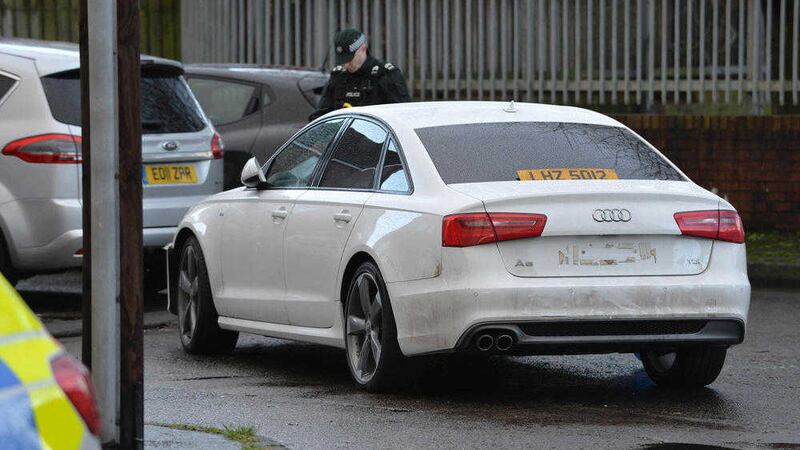 White Audi police stopped in manhunt after a 26-year-old woman was seriously assaulted. Picture by Arthur Allison 