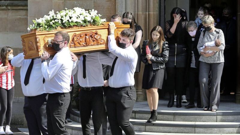 The heart-breaking funeral of Derry mother of four Samantha Willis was a tragic and potent reminder of the dangers of Covid-19. She died just days after giving birth to her fourth child Eviegrace, and had not received the Covid-19 vaccine. Picture by Margaret McLaughlin 