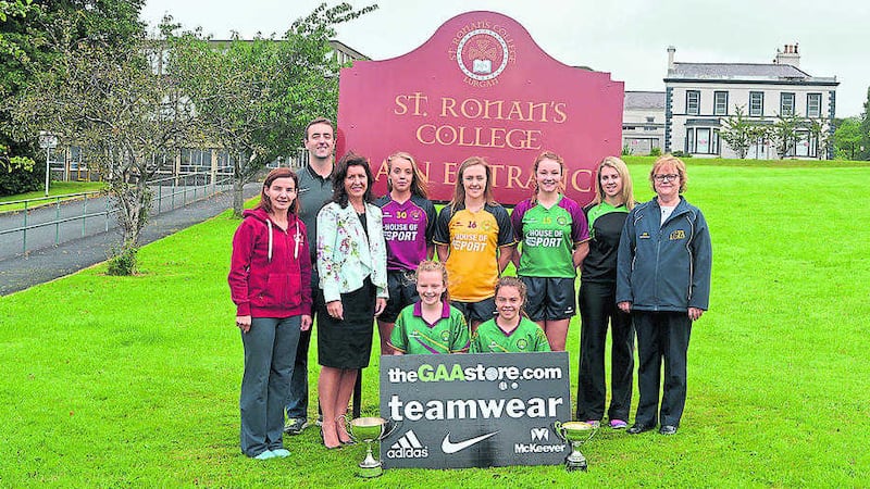 The new St Ronan&rsquo;s College in Lurgan was the venue for the launch of this year&rsquo;s Ulster Ladies Schools' competitions, with new sponsor P&aacute;id&iacute; McKeever from the GAA Store. As double Ulster title winners last year, the former St Michael&rsquo;s Grammar School will be hoping the new maroon and green of St Ronan&rsquo;s College will bring even greater success.<br />Pictured at the launch are members of last year&rsquo;s Ulster winning teams with teachers Caroline McGrath and Mair&eacute;ad McAuley, principal Michele Corkey, Ulster Ladies&rsquo; Gaelic Football Association secretary Mary Keegan and P&aacute;id&iacute; McKeever from the GAA Store&nbsp;