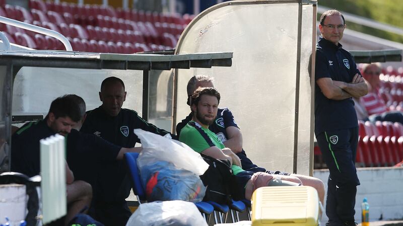 Harry Arter was forced to retreat to the bench after suffering an injury during a training session at Turner's Cross on Monday<br />Picture by PA