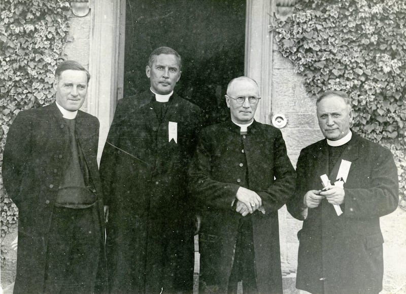 Muintir na T&iacute;re founder Fr John Hayes, pictured far right, at a Rural Week at Mungret College, Limerick. Picture courtesy of the University of Galway&#39;s Muintir na T&iacute;re collection 