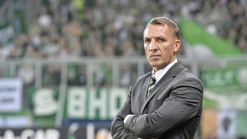 Celtic manager Brendan Rodgers watches his side lose 3-1 to Red Bull Salzburg 