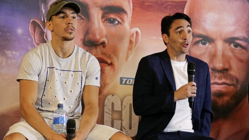Michael Conlan and promoter Jamie at yesterday&#39;s press conference ahead of Friday night&#39;s fight in Falls Park.Picture by Hugh Russell. 