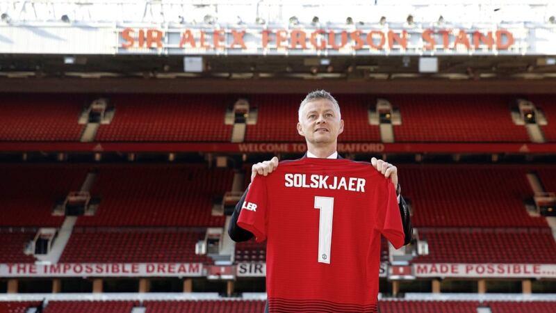 Ole Gunnar Solskjaer during the photocall at Old Trafford where he was unveiled as new permanent manager of Manchester United 