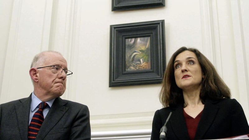 Charlie Flanagan and Theresa Villiers signed an adjunct to the Stormont House Agreement. Picture by Ann McManus. 