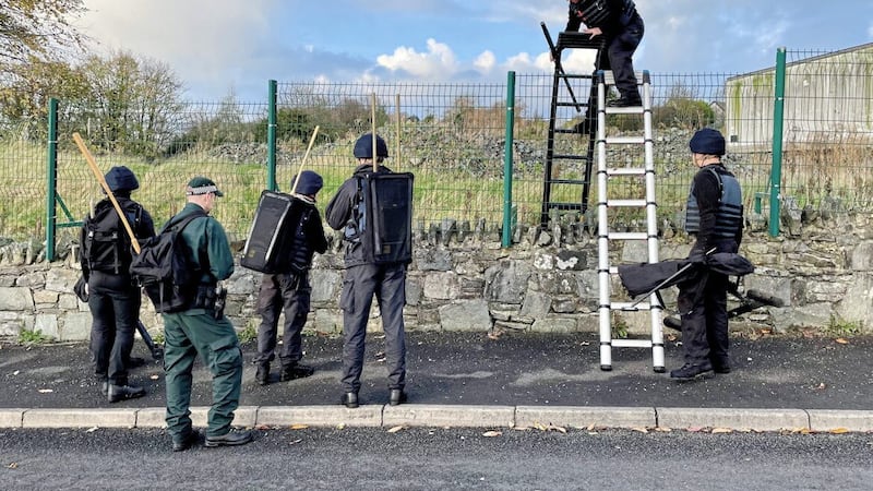 British army search teams in Strabane last week after the New IRA launched an attack on a PSNI car 