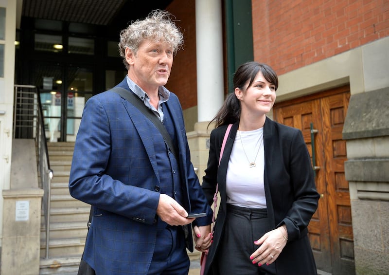 Mark Jordon with Laura Norton outside Minshull Street Crown Court