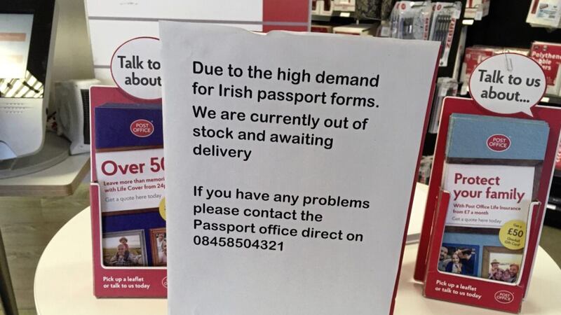 The sign in the Belfast City branch of the Post Office 