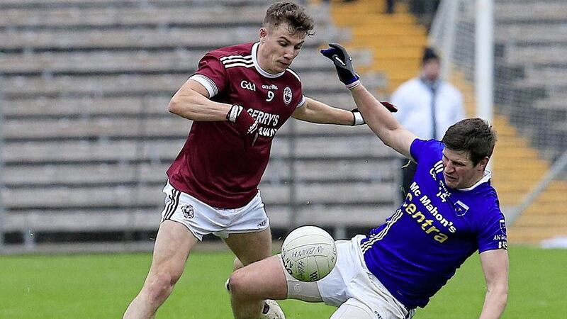 Ballybay&#39;s Thomas Kerr and Scotstown&#39;s Darren Hughes are likely to clash again in Sunday&#39;s Monaghan SFC Final at Clones. Pic: Philip Walsh 