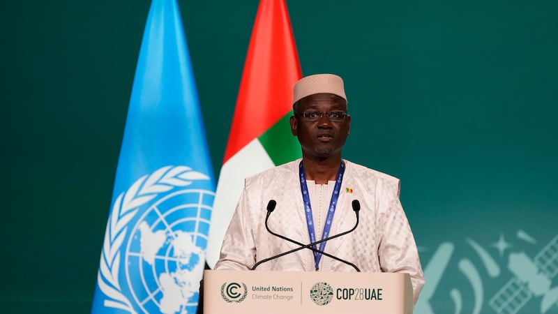 Mali Prime Minister Abdoulaye Maiga at the COP28 Climate Summit in 2023 (Kamran Jebreili/AP)