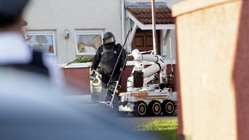 Security alert in the Aitnamona Crescent area of west Belfast on Sunday. Picture by Ann McManus. 