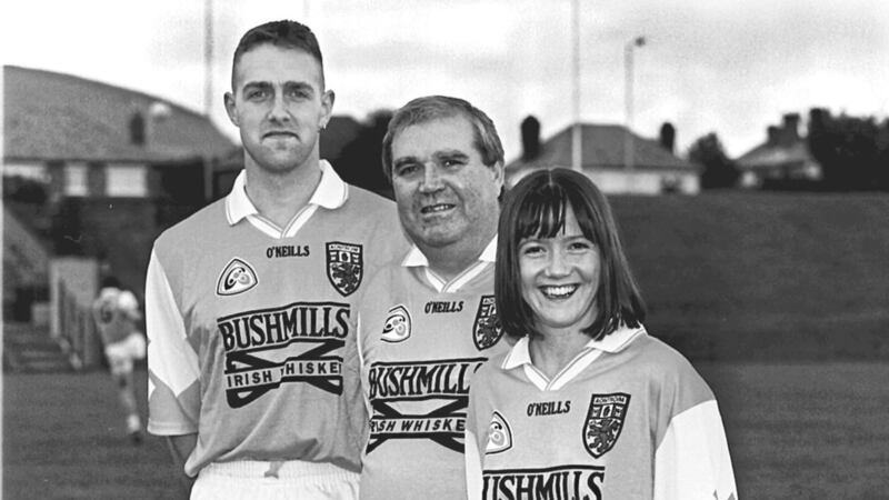 Antrim manager Ray McDonnell (centre) was preparing his charges to face Donegal in 1997&#39;s Ulster SFC 