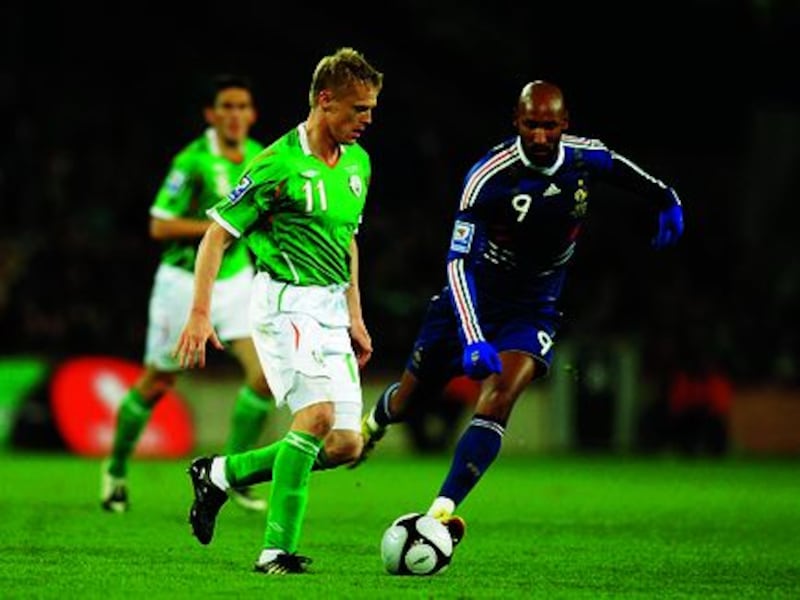 <span style="font-family: Verdana, Arial, Helvetica, sans-serif; font-size: 13.3333px;">France striker Nicolas Anelka, seen here with Ireland's Damien Duff, was sent home from the World Cup in South Africa after refusing to apologise for a half-time rant at coach Raymond Domenech</span>
