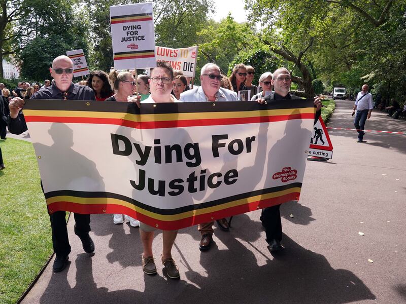 Campaigners gather in Westminster calling for compensation for victims